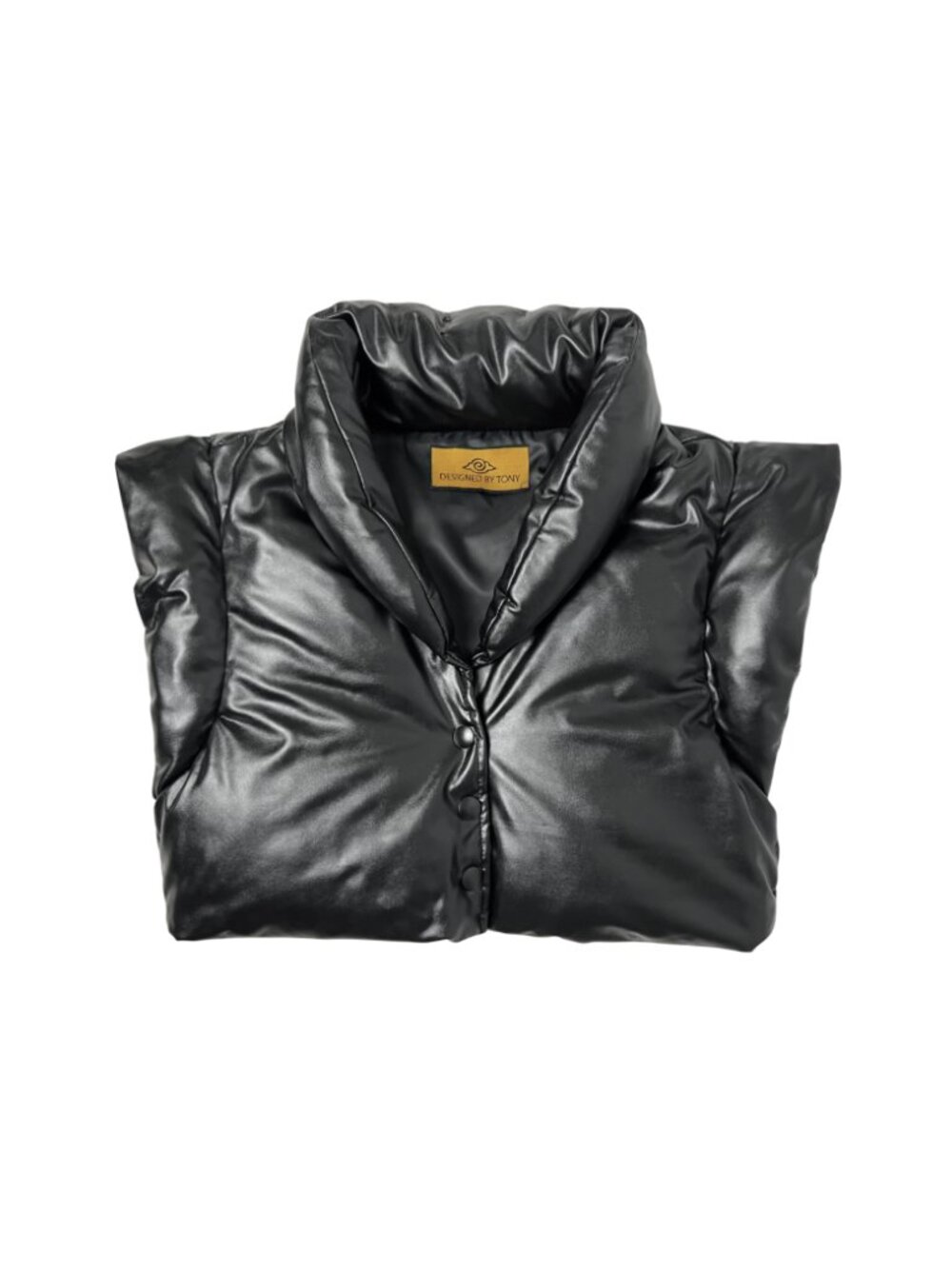 NWOT cropped leather puffer jacket